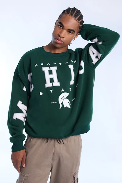 Michigan State University Spartans Graphic Crew Neck Sweatshirt