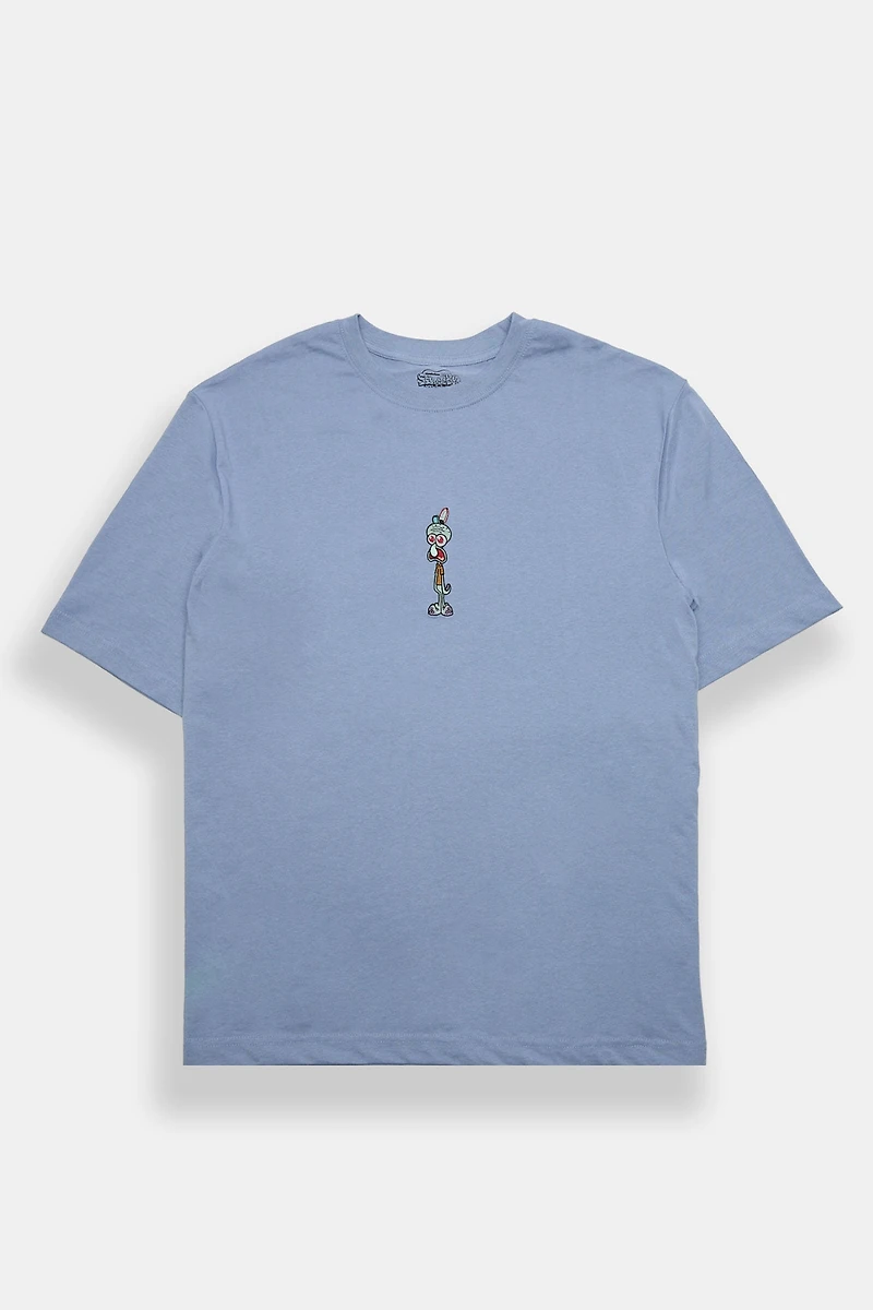 Squidward Embroidered Graphic Oversized Tee