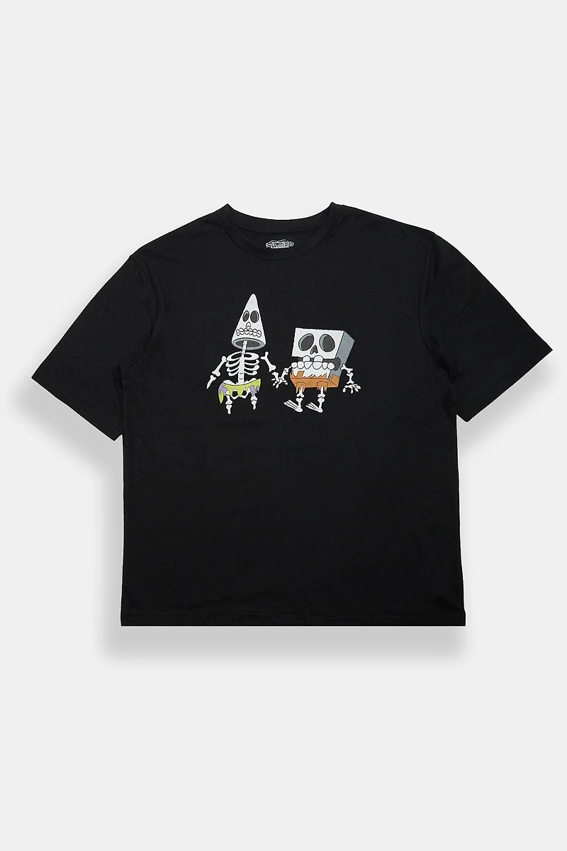 Skeleton SpongeBob & Patrick Graphic Oversized Tee