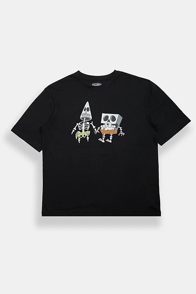Skeleton SpongeBob & Patrick Graphic Oversized Tee
