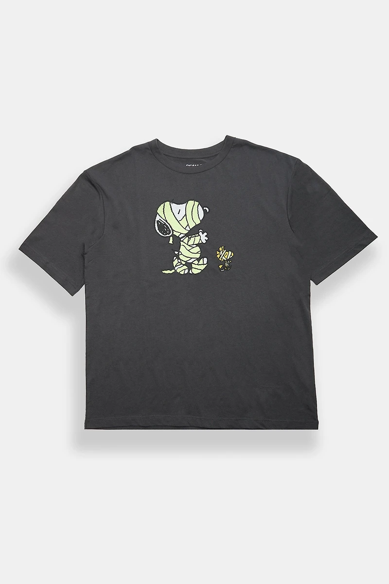 Peanuts Snoopy & Woodstock Mummy Graphic Oversized Tee