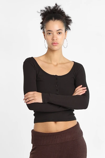 AERO Long Sleeve Henley Baby Tee