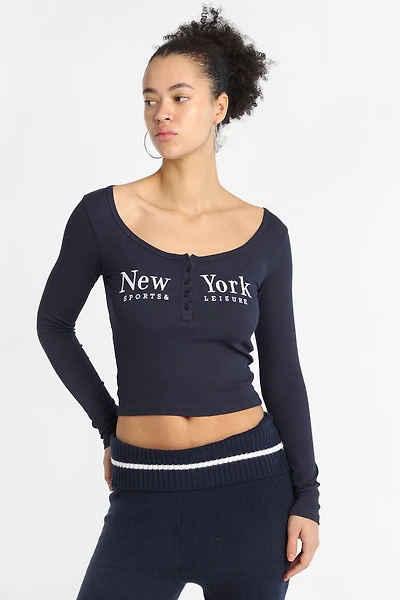 AERO Long Sleeve Henley Baby Tee