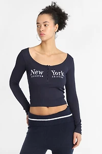 AERO Long Sleeve Henley Baby Tee