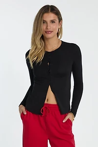 AERO Super Soft Button-Up Long Sleeve Top