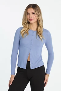 AERO Super Soft Button-Up Long Sleeve Top