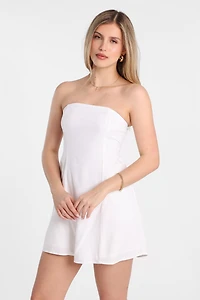 AERO Linen-Blend Strapless Mini Dress
