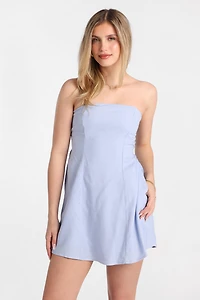 AERO Linen-Blend Strapless Mini Dress