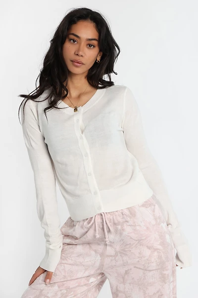 AERO Crew Neck Button-Up Cardigan