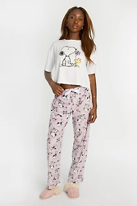 Ensemble pyjama en velour imprimé Peanuts Snoopy fleur