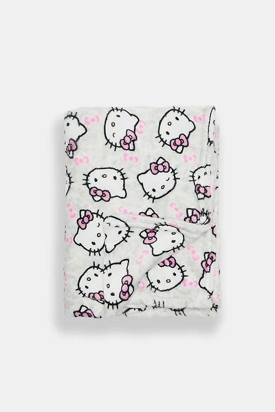Hello Kitty Bow Printed Plush Throw Banket