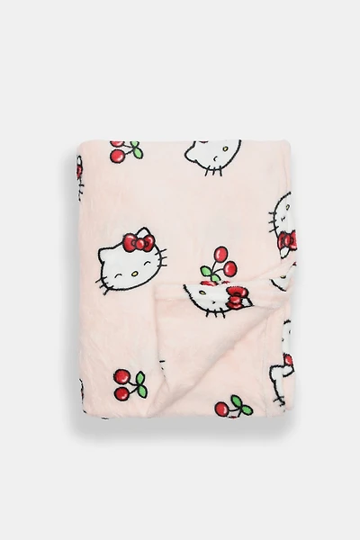 Hello Kitty Cherry  Printed Plush Throw Banket