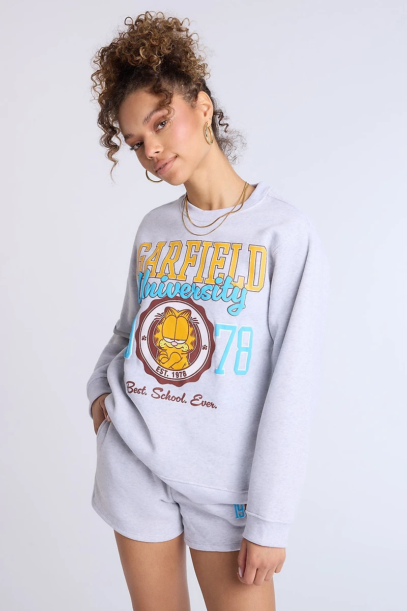 Garfield Graphic Crew Neck Oversized Sweatshirt
