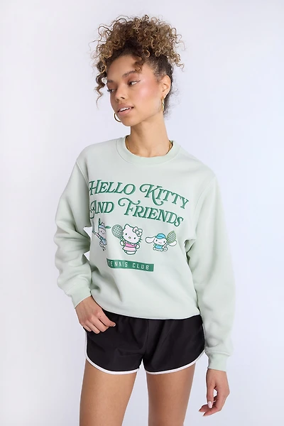 Hello Kitty And Friends Graphic Crew Neck Oversized Sweatshirt