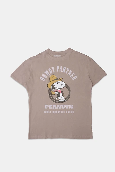 T-shirt coupe garçonne imprime? graphique Peanuts Snoopy Howdy