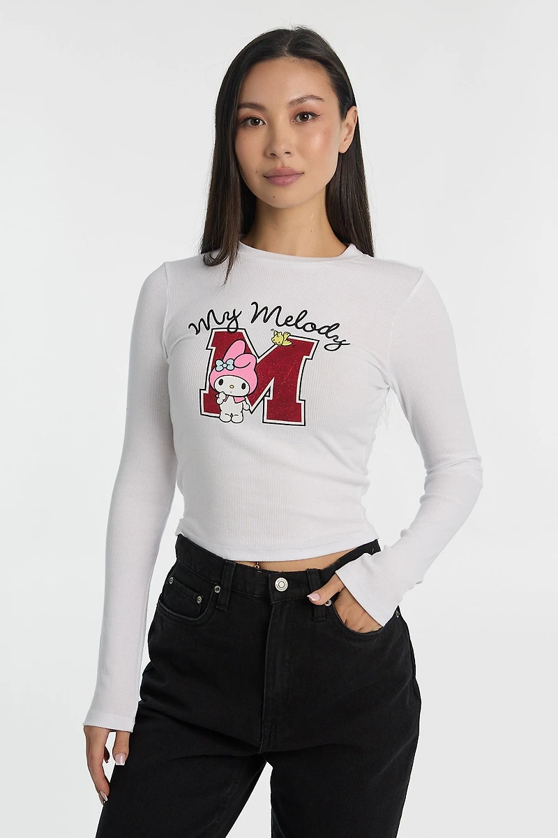 My Melody Graphic Long Sleeve Baby Tee
