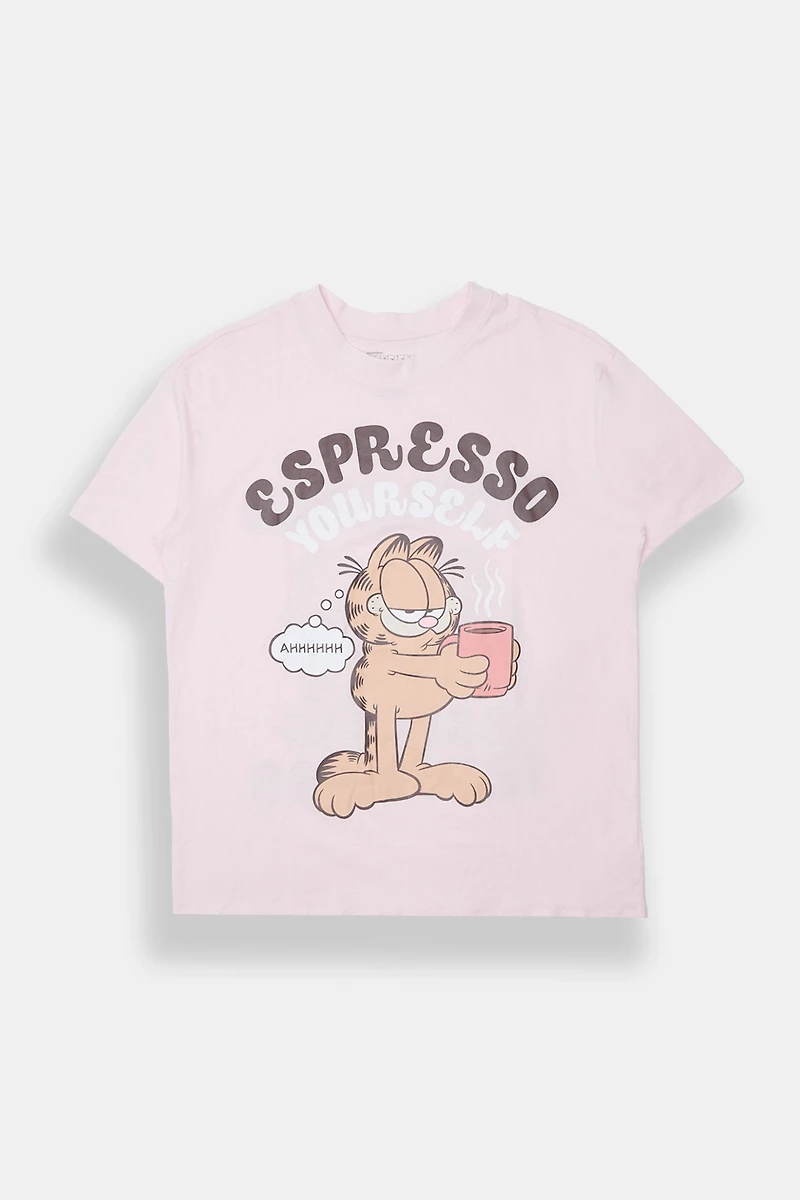 T-shirt coupe garçonne imprimé Garfield Espresso Yourself