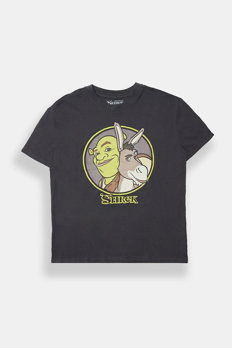 T-shirt coupe garçonne imprimé Shrek et l'âne