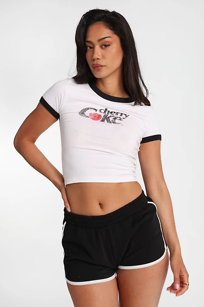 T-shirt ajusté à bord contrastant imprime? Cherry Coke