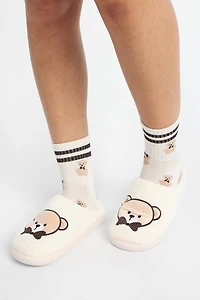 AERO Graphic Plush Slippers & Socks 2-Piece Set