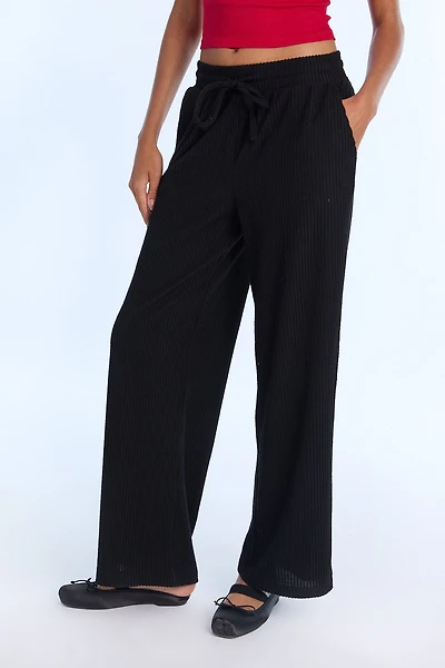 AERO Brushed Ribbed Wide Leg Pajama Pants