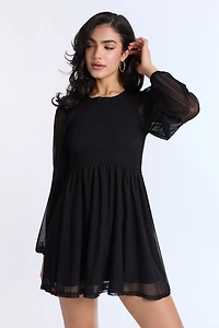 AERO Long Sleeve Smocked Mini Dress
