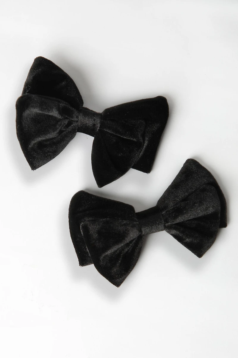 Velvet Bow Hair Clips 2-Pack