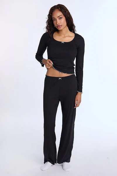 AERO Pointelle Knit Wide Leg Pajama Pants