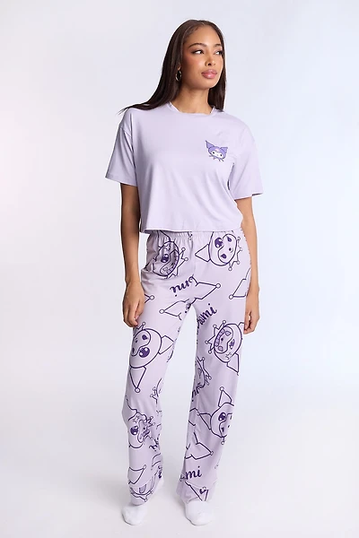 Kuromi Super Soft Pajama Tee And Pants 2-Piece Set