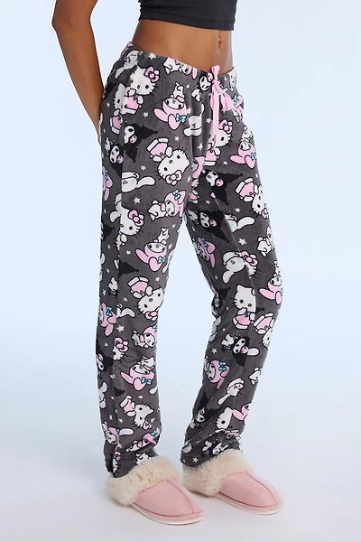 Pantalon pyjama pelucheux Hello Kitty Kuromi Cinnamoroll