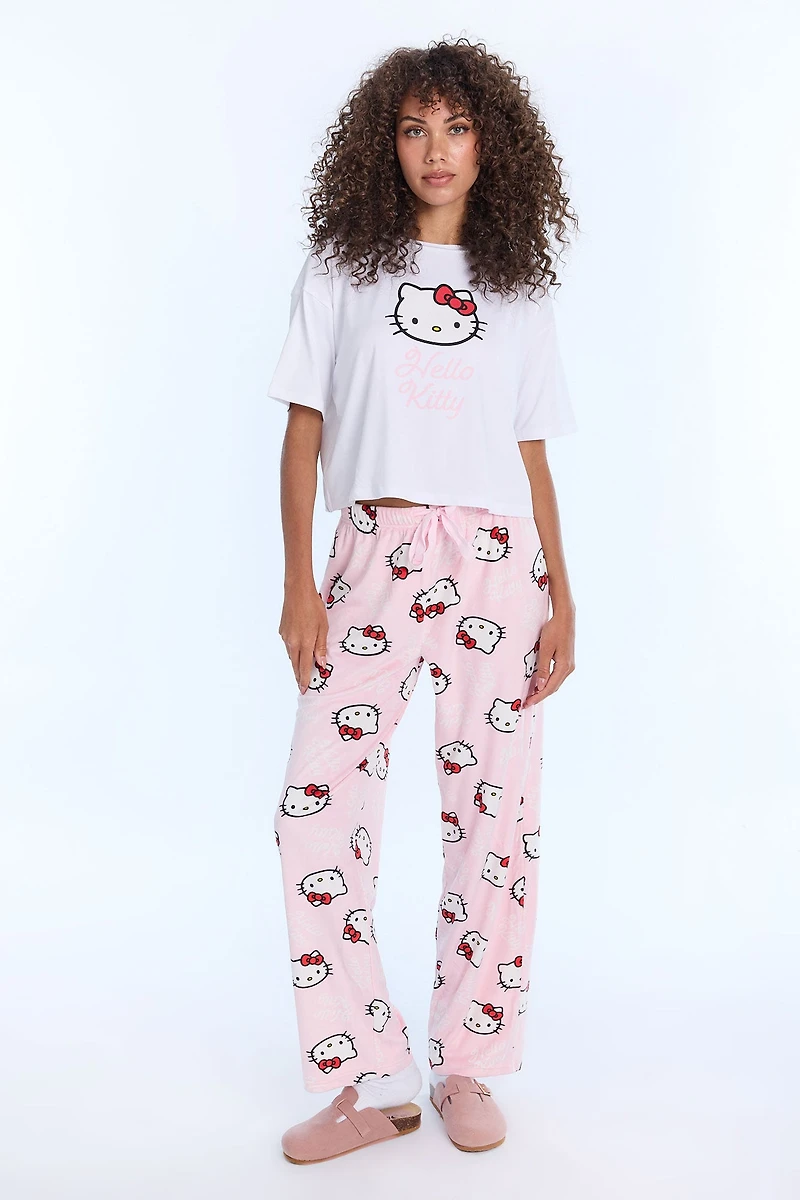 Ensemble pyjama en velour imprimé Hello Kitty