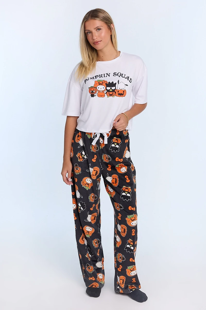 Ensemble jogger en velour et t-shirt pyjama super doux imprimé Hello Kitty And Friends