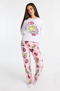 The Grinch Era Long Sleeve Pajama Top And Plush Pants 2-Piece Set