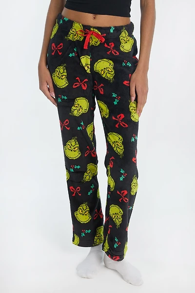 The Grinch Bow Plush Pajama Pants