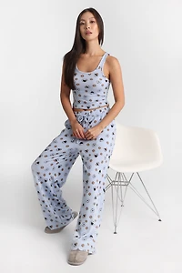 Cookie Monster Super Soft Pajama Tank Top & Wide Leg Pants 2-Piece Set