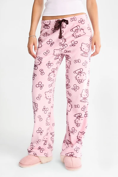 Pantalon pyjama pelucheux imprimé contour Hello Kitty