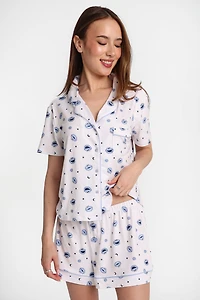 Ensemble chemise et short pyjama coupe Dad super doux imprimé Cookie Monster