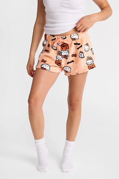 Short pyjama pelucheux citrouilles Hello Kitty