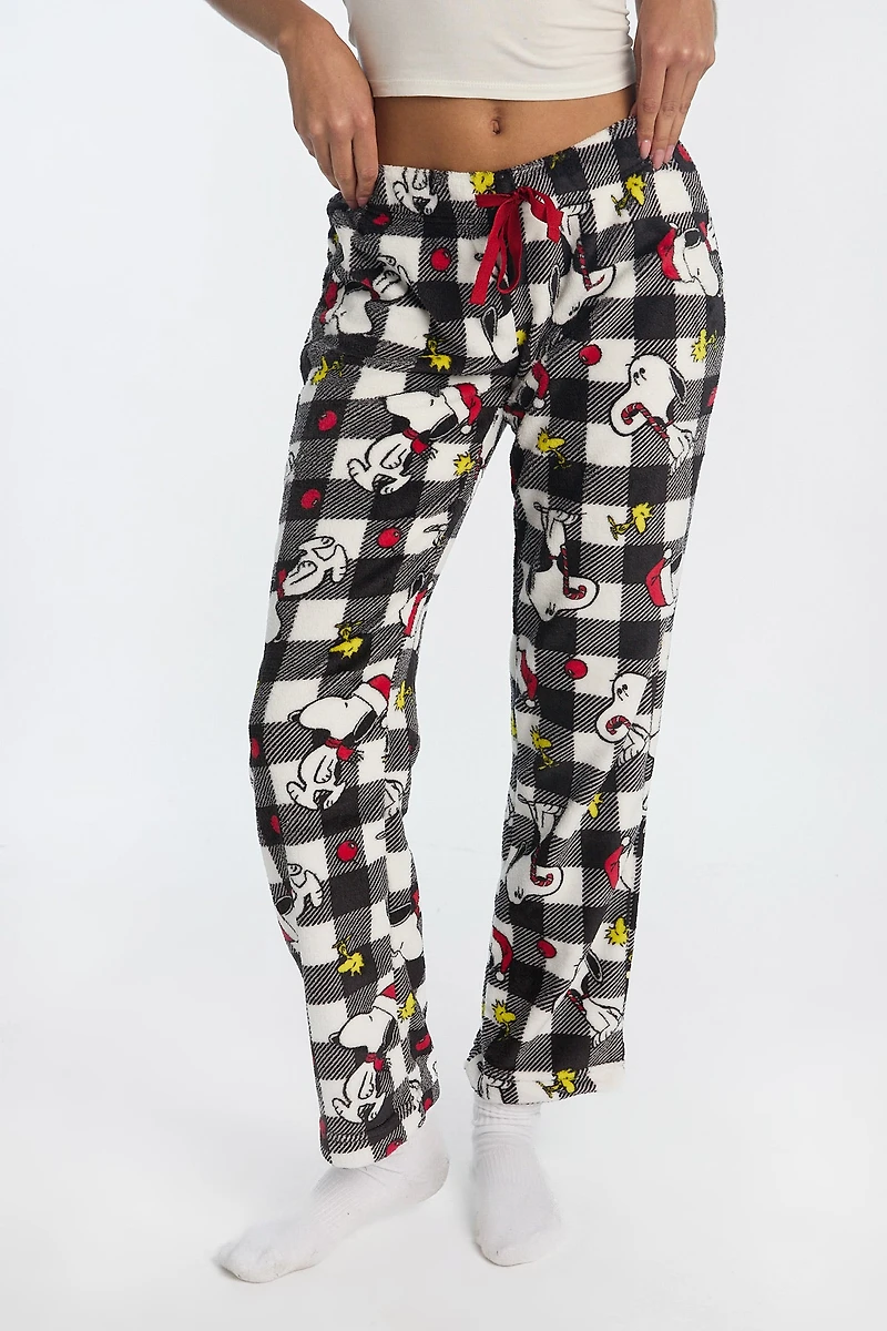 Peanuts Plaid Plush Pajama Pants
