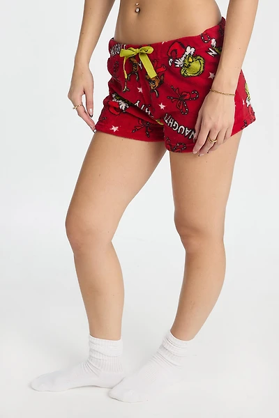 The Grinch Naughty Or Nice  Plush Pajama Shorts