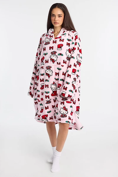 Hello Kitty Stocking Printed Oversized Blanket Hoodie