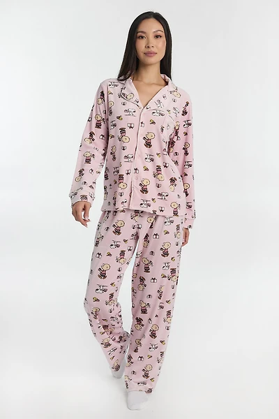 Peanuts Snoopy Gift Pajama Dad Shirt And Pants 2-Piece Set