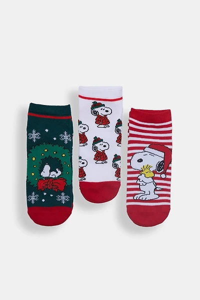 Chaussettes de cheville imprimées Peanuts Snoopy paquet de 3