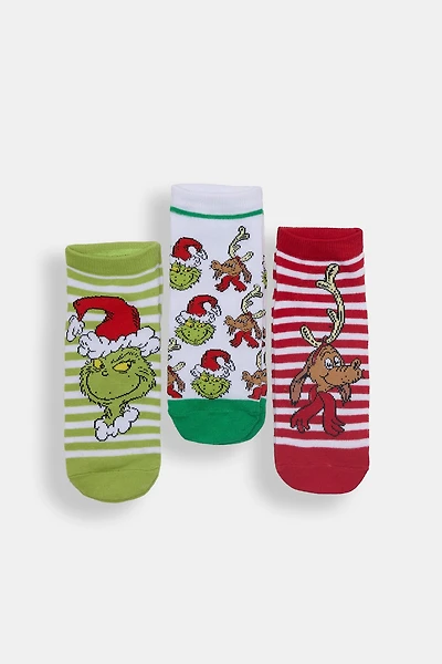Chaussettes de cheville imprimées à rayures Le Grincheux paquet de 3