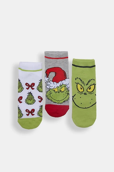 Chaussettes de cheville imprimées Le Grincheux rosette paquet de 3