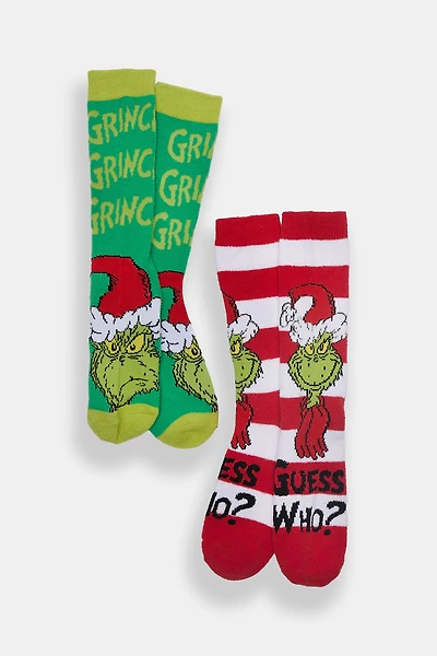 Chaussettes de cheville douillets imprimées à rayures Le Grincheux paquet de 2