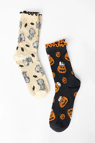 Peanuts Snoopy Halloween Pumpkins Crew Socks 2-Pack