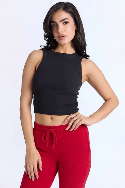 Débardeur côtelé à col haut AERO