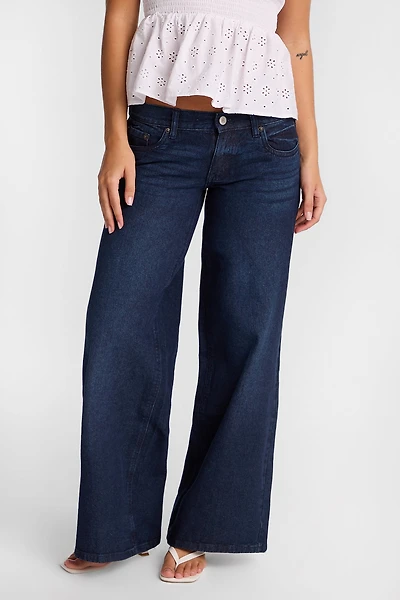 Jean jambe ultra-large a? taille très basse