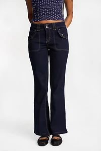 AERO Flap Pockets Low Rise Flare Jeans